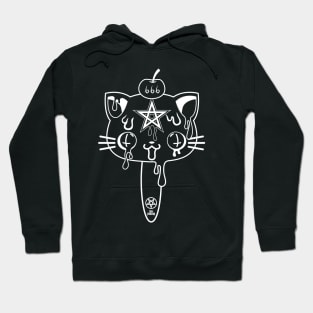 Satanic kawaii kittie ice cream in black and white Hoodie